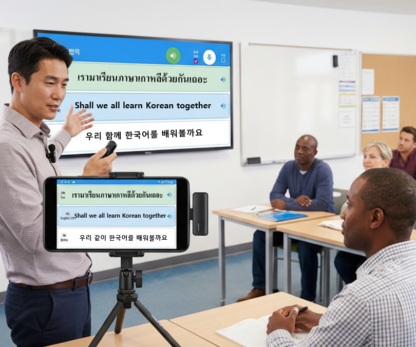 멀티랑톡 소개 - 실시간 음성 통번역 사용 장면 2